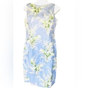 Maggy London Blue Lily of the Valley Sleeveless  Sheath Dress 4P  Wedding